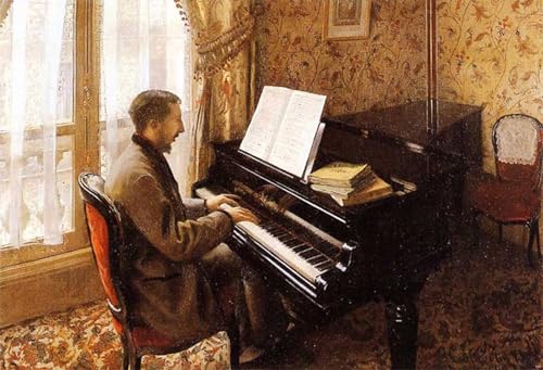 Affiche Toile Gustave Caillebotte Jeune homme jouant du piano portrait d'art