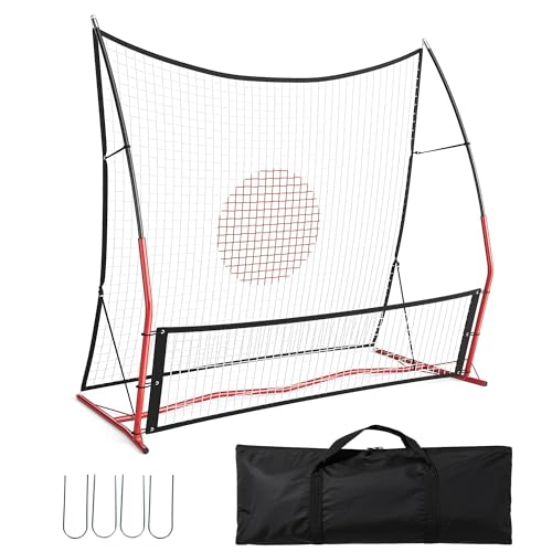 PeacefulHues 2-in-1 Soccer Rebounder Net, Easy Setup with 6'x4.6' Large Net and 6'x1.6' Small Bounce Back Net for Outdoor Soccer Practice, Passing, Volley, and Solo Training