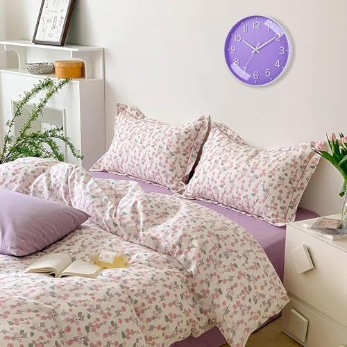 Image of Rylan Plastic Digital Wall Clock 12 inch Silent Quartz Decorative Non-Ticking Classic Clock Battery Operated Round Easy to Read for Room /Home /Kitchen /Bedroom /Office /School (Light Purple)'