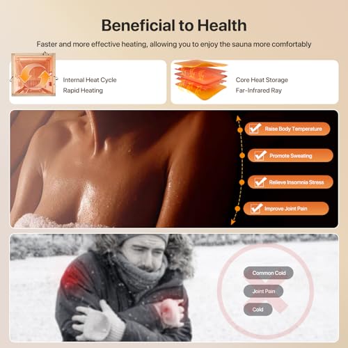 Image of OUTEXER Sauna One Person Far Infrared Saunas Room African Mahogany Wood 1350W Dry Saunas Spa with 7 Starry Sky Light Wood Wax Oil on Outer Surface 35.4 * 35.4 * 70.9inch