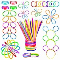 100 Braccialetti Luminosi Fluorescenti Bambini Adulti Starlight Glow Sticks e 130 Connettori per Bracciali Occhiali Gadget per Comleanno Feste Carnevale Capodanno Pasqua