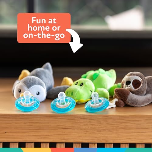Image of Nuby Calming Natural Flex Snuggleez Pacifier with Plush Combo Set for Cuddling with Comfort, Alligator