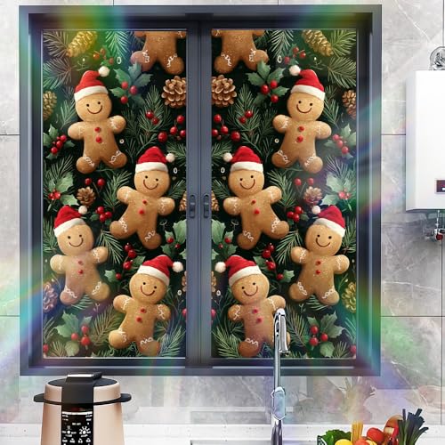 Image of Gingerbread Man Christmas Window Film 17.32x39.37in Cling