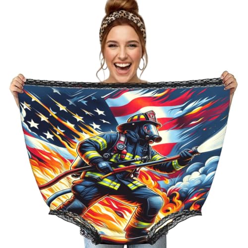 Culotte grand-mère surdimensionnée noire avec motif drapeau américain et pompier