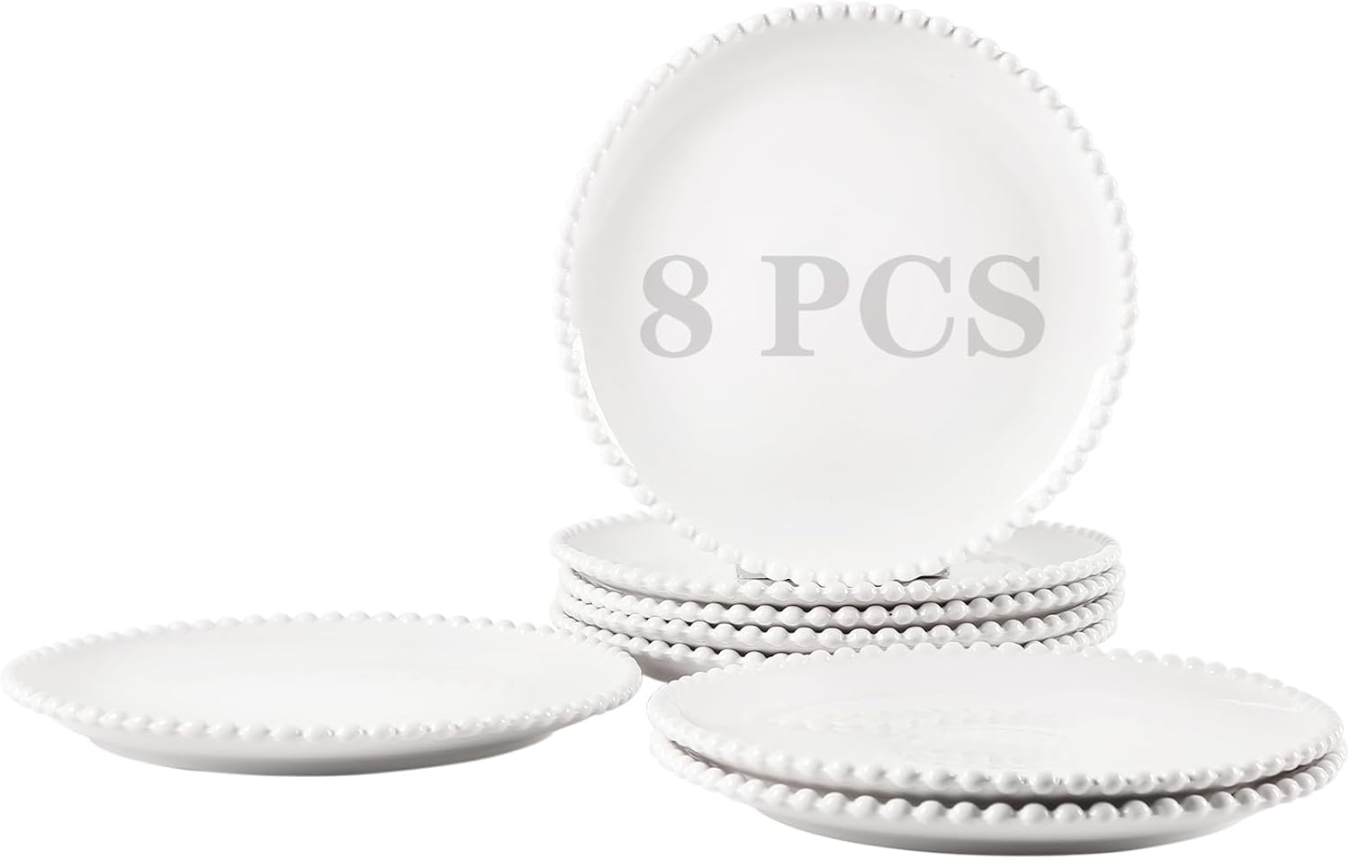 OMAYKEY 10.5" Ceramic Dinner Plates Set of 8, Catering Round Dining Plates, Large Salad Plate, White Porcelain Kitchen Plate for Pizza, Steak, Microwave and Dishwasher Safe 10.5 Inch - 8P