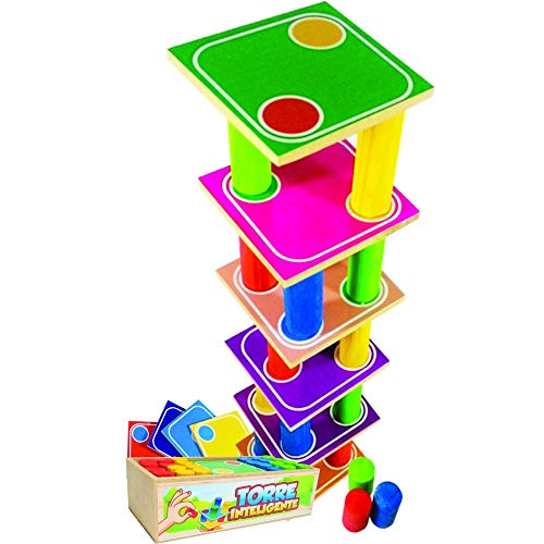 Torre Inteligente Brinquedo Educativo em Madeira