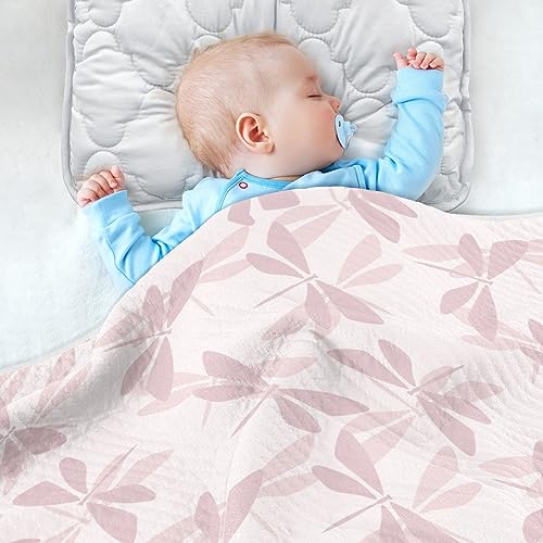 Image of Swaddle Blanket for Pink and Purple Dragonfly Baby Receiving Blanket Muslin Baby Swaddles Soft Cotton Breathable Nursery Blankets for Unisex Boys and Girls 30x40 Inch