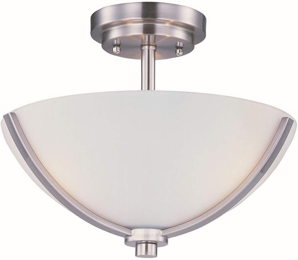 Maxim Lighting Deven 3-Light Semi-Flush Mount | Satin Nickel Finish | Transitional Indoor Light Fixture | Ideal for Bedrooms, Hallways & Entryways | Home Decor Ceiling Fixture | 20031SWSN