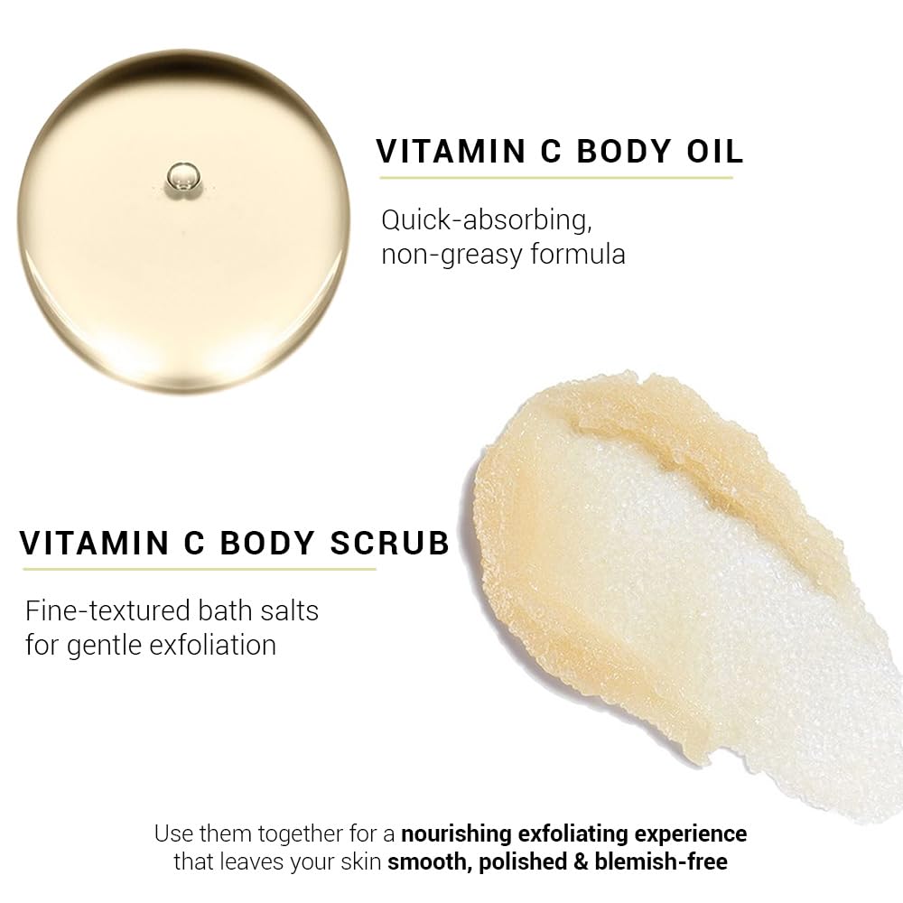 SEREKO Vitamin C Body Exfoliating Kit Clarifying Body Scrub 100 g, Clarifying Body Oil 100 ml, Exfoliator for all Skin Types, Natural, Cruelty free, Vegan, Clean Beauty for Gifting and Personal Use 1