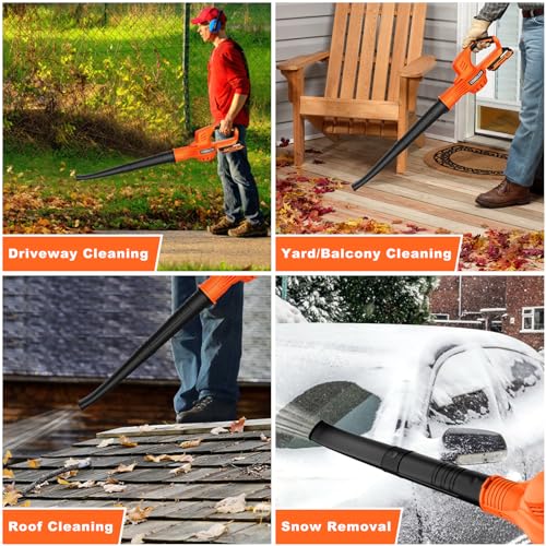 Leaf Blower Cordless with 2 Batteries and Charger, 150MPH Handheld Electric Speed Mode, 2.0Ah Battery Powered Blowers for Lawn Care, Patio, Blowing Leaves, Snow
