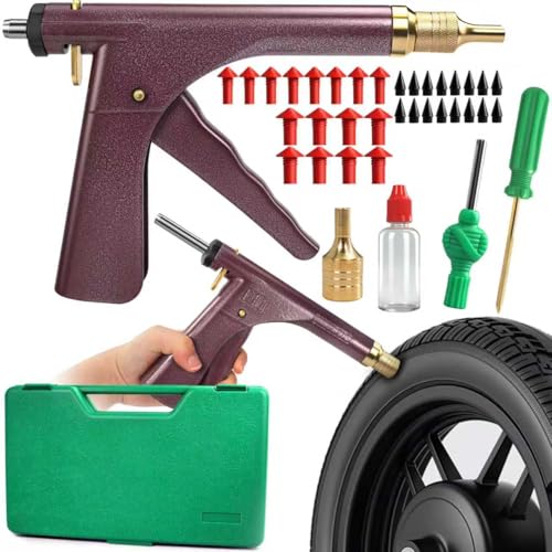 SBGGRL 37 Pcs Mushroom Tire Plug Kit,Tire Plug Gun with 16 Plugs for Tire Punctures and Flats On Motorcycle, ATV, Trucks & Tractors, Fix a Flat Tire Roadside Tire Repair Kit