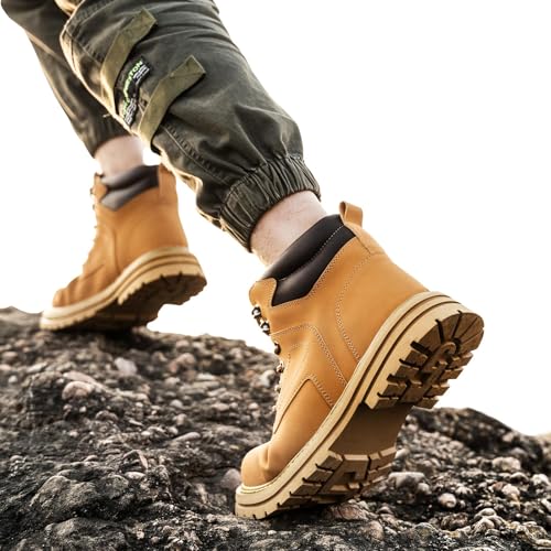 Image of Steel Toe Boots for Men Waterproof Work Boots | Comfortable, Anti-Smash, Puncture Proof, Safety Industrial Construction Shoes, Botas De Trabajo Para Hombre