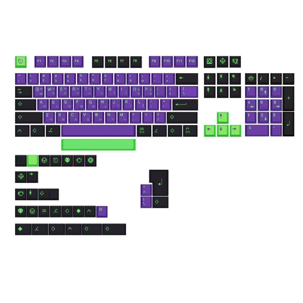 Lot de 135 touches Cherry Profile en PBT DYE-SUB EVA pour clavier mécanique GK61/64/68/84/980 - Touches violettes en PBT - 135 touches Cherry Profile DYE SUB personnalisées EVA MX