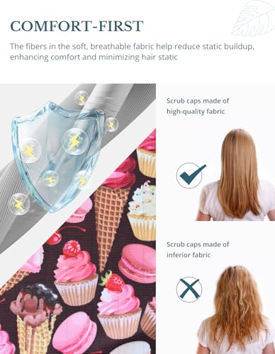 Image of Scrub Caps for Women with Buttons, Classic Surgical Caps | Double-Sided Printed, Adjustable,Long Hours, Sweatbands, Fabric Help Reduce Static Buildup
