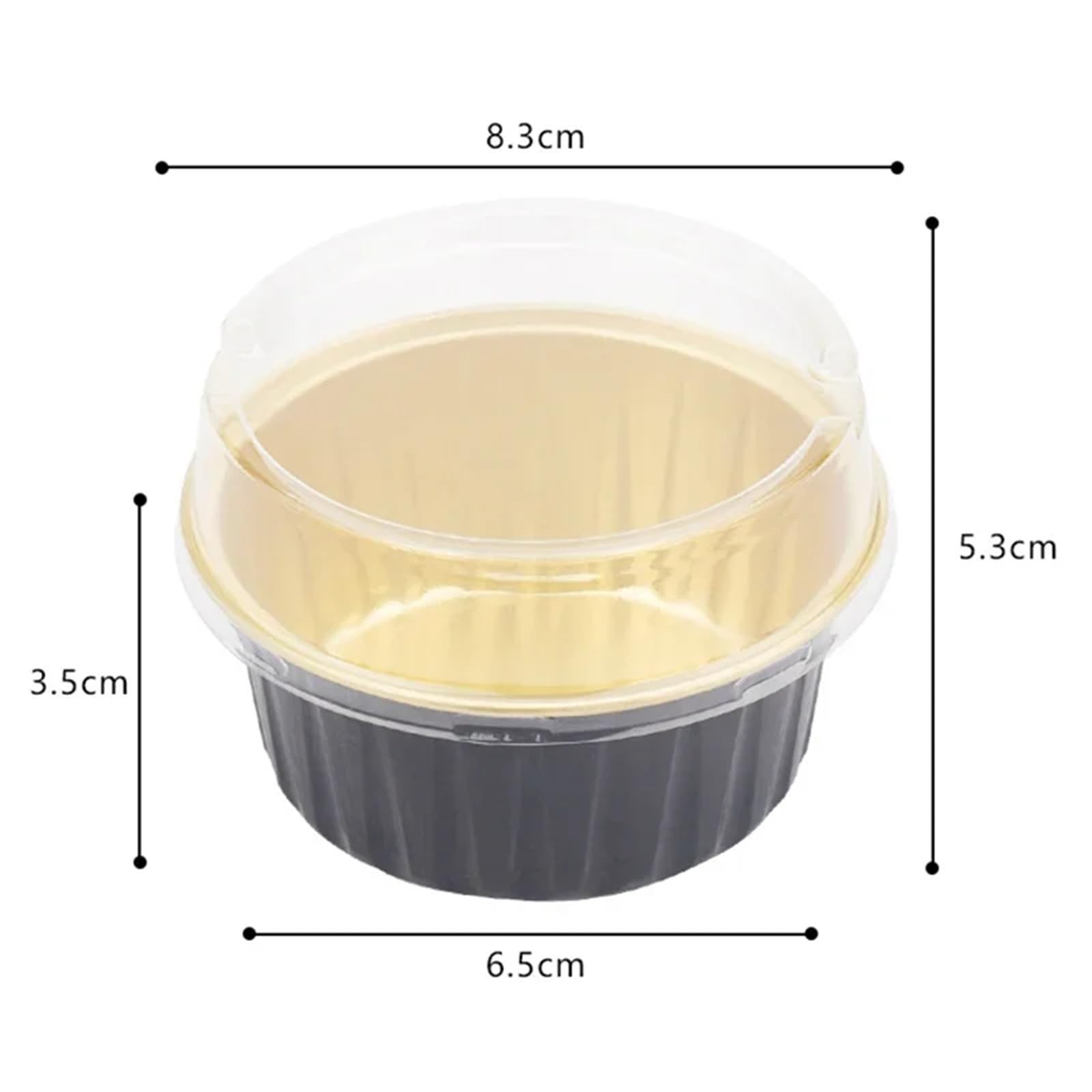Cupcake Förmchen 100 stücke 125 ml Aluminiumfolie Kuchen Backförmchen Pudding Mousse Dessert Cupcake Kuchenförmchen Mit Deckel Gebäck Muffin Kuchenform(Gold)