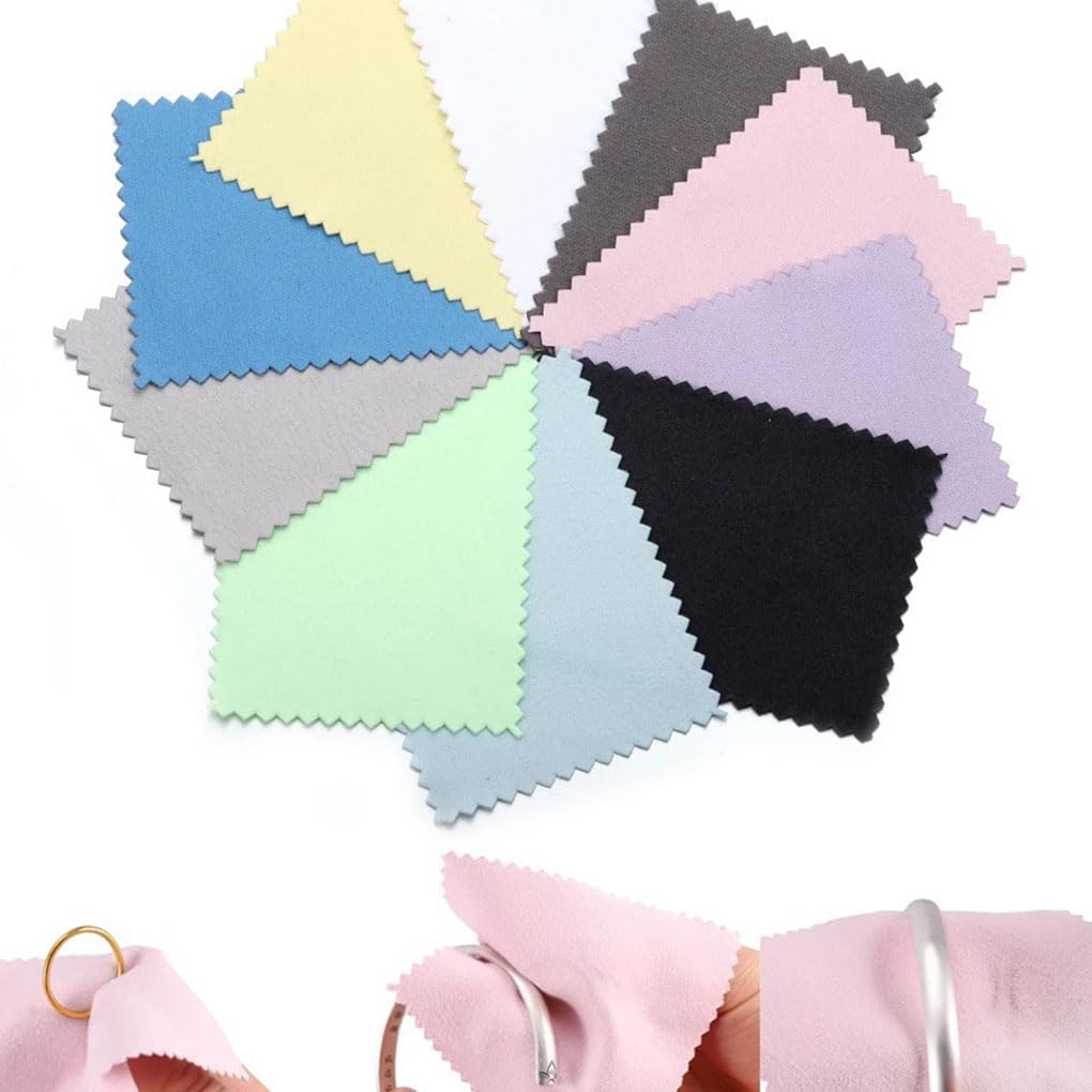 100 pezzi quadrati oro panno per la pulizia dei gioielli lucidatura double face collana orecchini braccialetto brillante manutenzione verde