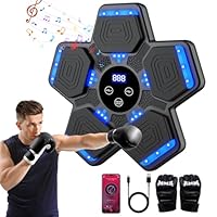 Music Boxing Machine,Elektronische Musik boxmaschine mit Boxhandschuhen,Bluetooth Music Wand Montierter Boxtrainer,5 Geschwindigkeitsmodi und Zählmodus Musikboxmaschine Für Kinder und Erwachsene