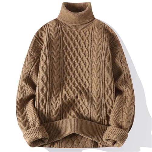 Mens High Collar Sweaters Pullover Solid Color Knitted Sweater Men Pullovers Warm Man4