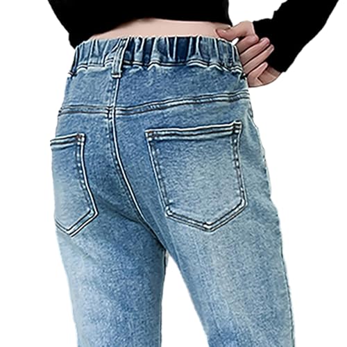 Tween Girls High Waist Flare Leg Jeans Bootcut Fit Slim Bell-Bottomed Denim Pants with Elastic Waistband4