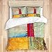 Produktbild NR Mikrofaser Bettbezug 3 teiliges Bettwäscheset mit 2 Kissenbezügen,abstrakte Malerei Collage Gittermuster,135 x 200 cm