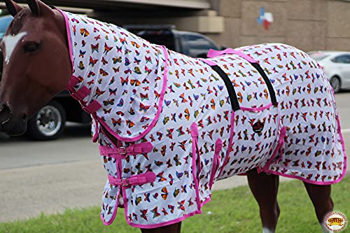 HILASON 66 in Horse Fly Sheet Uv Protect Mesh Bug Mosquito Summer Butterfly Pink - Image 3