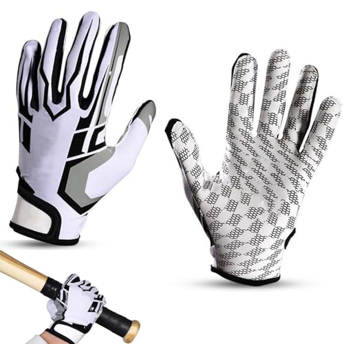 HERCHR Non Slip Sports Gloves, American Football Rugby Mittens Breathable Full Finger Baseball Receiver Gloves Hands Protector Workout Glove High Elastic Motorbike Cycling Glove for Men Women (S)