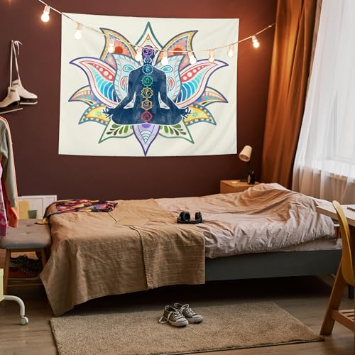 AQYIP Seven Chakra Yoga Meditation Spiritual Tapestry, Mandala Indian Hippie Chakra Tapestry Decorative Wall Blanket Decor for Meditation Yoga Zen Room Bedroom, 50x60 Inch - Thumbnail 6