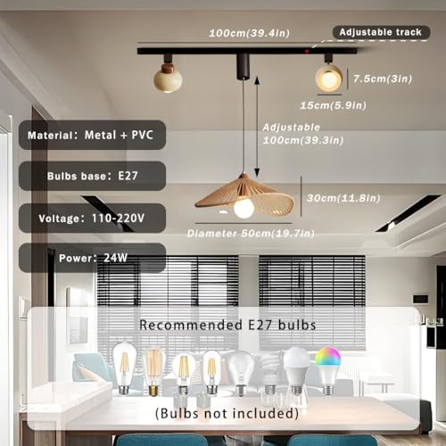 Pista ajustable luz colgante Wabi-Sabi para iluminar mesas descentradas y cocinas oscuras 6