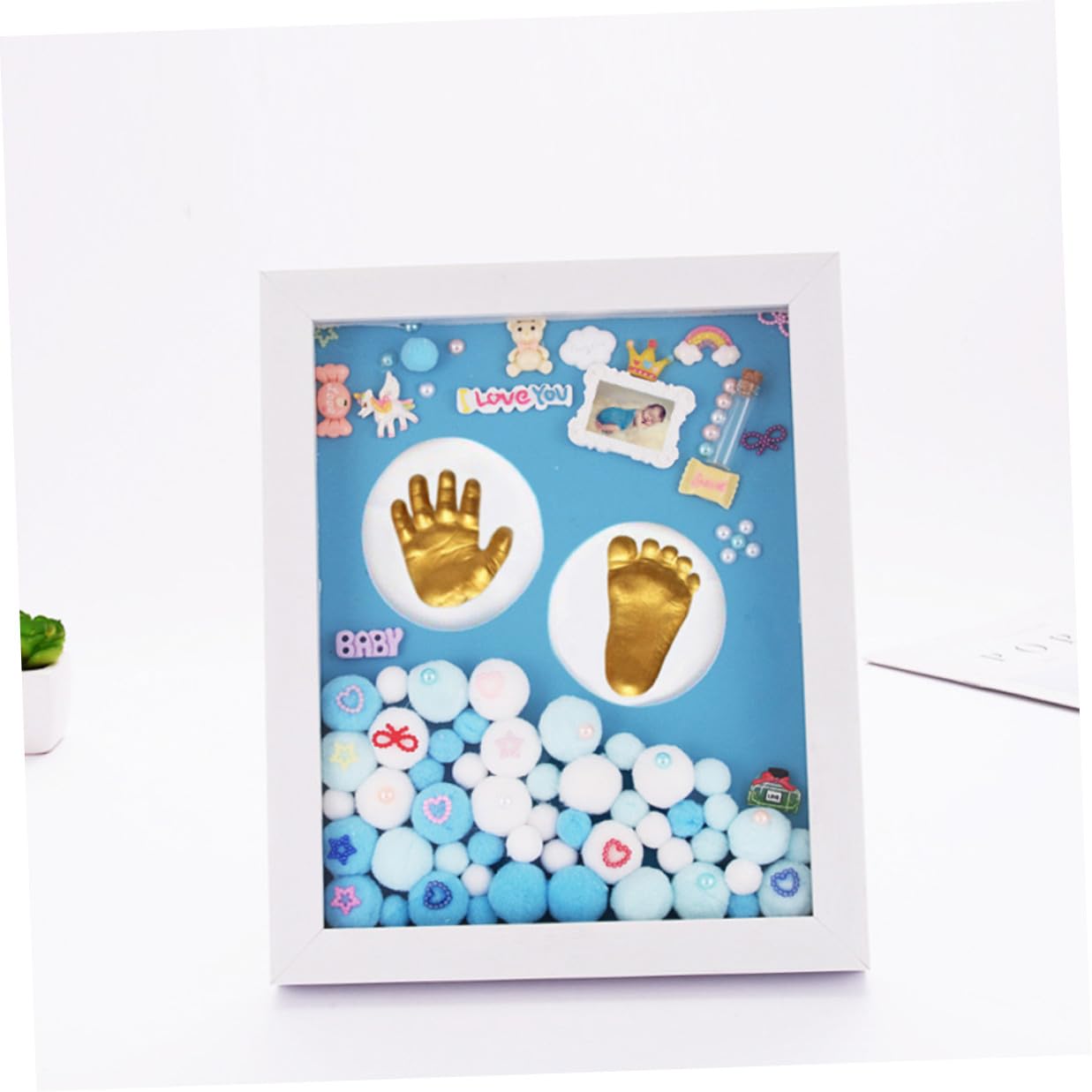 Kit Impronte per Ragazzo Ragazza Cornice per Foto, Set Regalo Nascita Pasta Modellabile e Supporto Decorativo per Ricordo Speciale