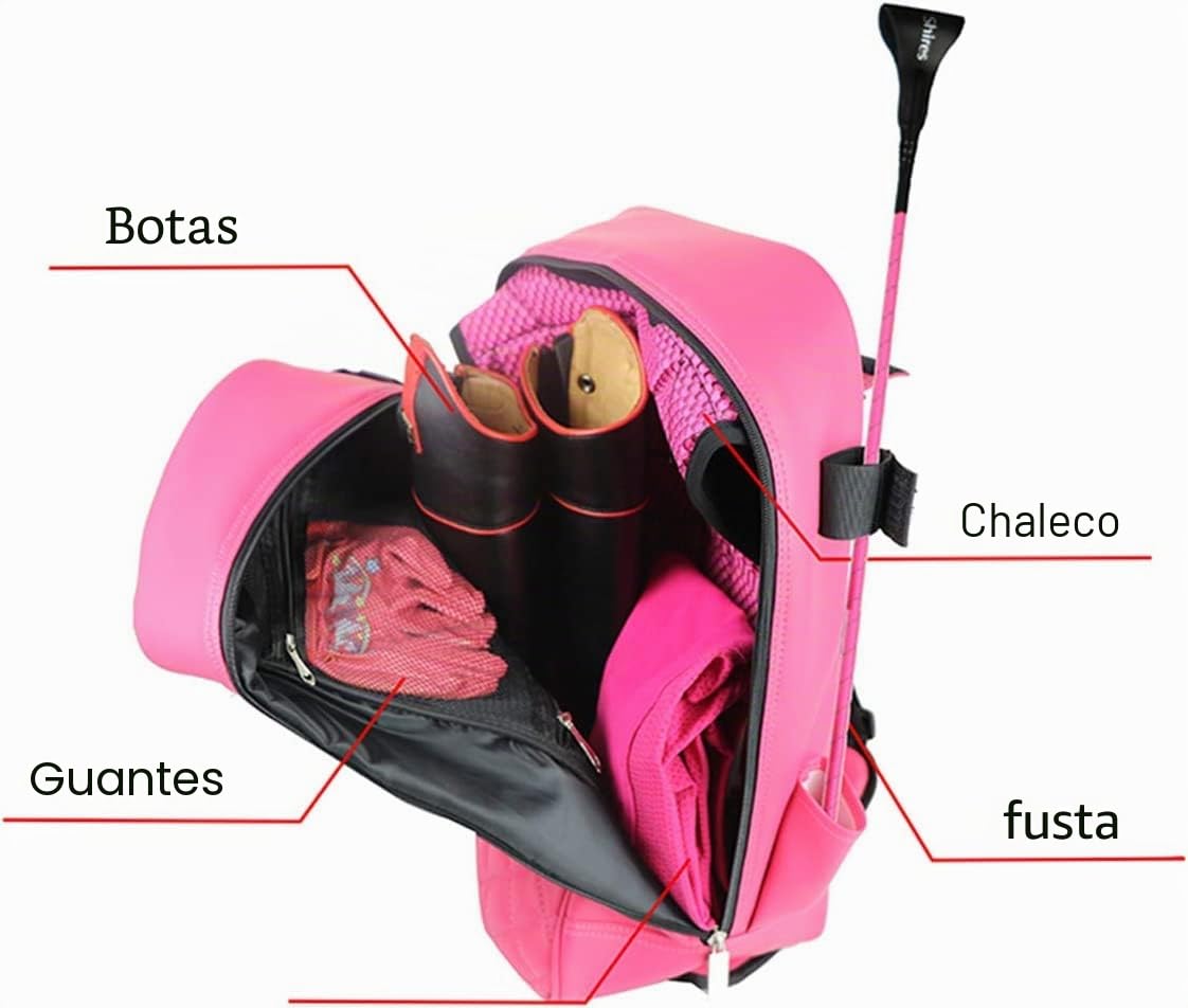 TentHome - Bolsas ecuestres profesionales, botas de equitación de piel sintética duraderas y bolsa de casco (rosa)