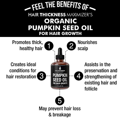 Pumpkin Seed Oil For Hair Growth. Hair Growth Serum Treatment By Hair Thickness Maximizer. Cold Pressed, Vegan Pumpkin Seeds Extract To Stop Hair Loss For Men, Women. Replenish Follicles, Scalp 1Oz #TOP2