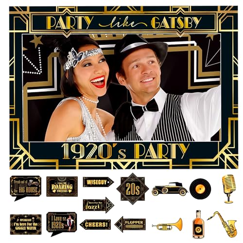 JeVenis Roaring 20s Photo Booth Props 1920s Photo Booth Props 1920s Party Decorations Roaring 20s Party Supplies Retro Parties Decoration