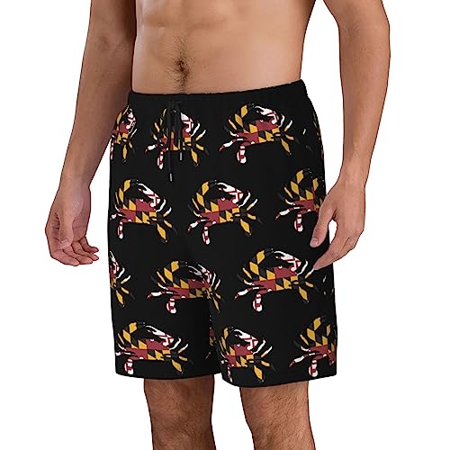 ROHKAO Maryland Flag Swim Trunks Men Quick Drying Beach Shorts Mesh Lining with Pockets Swim Trunks3