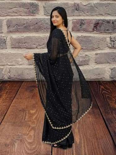 Image of Yashika Women's Chiffon Saree with Blouse Piece for Traditional Ethnic Wear Sari