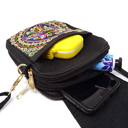 Honbay Yunnan Ethnic Style Handmade Embroidered Crossbody Bag Mini Flip Canvas Shoulder Bag for Women and Girls4