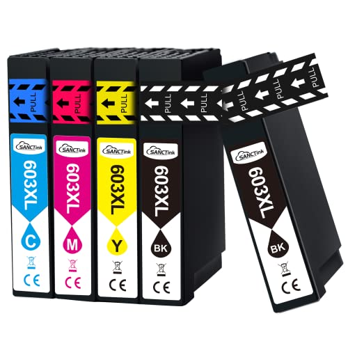 SANCTink 603 603XL Tintenpatrone Kompatible für Epson 603 603XL Druckerpatronen Multipack Patronen für Epson XP-3100 XP-3105 XP-2100 XP-2105 XP-4100 XP-4105 Workforce WF-2810 WF-2830 WF-2835 WF-2850 Cover