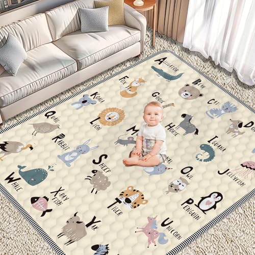 Image of Ptcide Baby Play Mat 59" X 71", Thickened Soft Floor, Waterproof and Non-Slip Crawling Play Pad, Machine Washable Foldable Crawling Mat for Floor Playpen