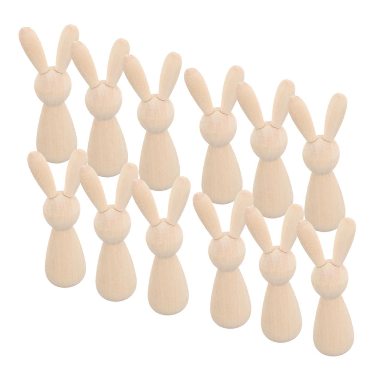 VILLCASE 5 Juegos Títere De Conejito Graffiti Madera Conejos Bricolaje Y Manualidades Figura De Conejo Diy Suministros De Bricolaje Para Niños Decoraciones De Mesa De Madera 12 Uds * 5
