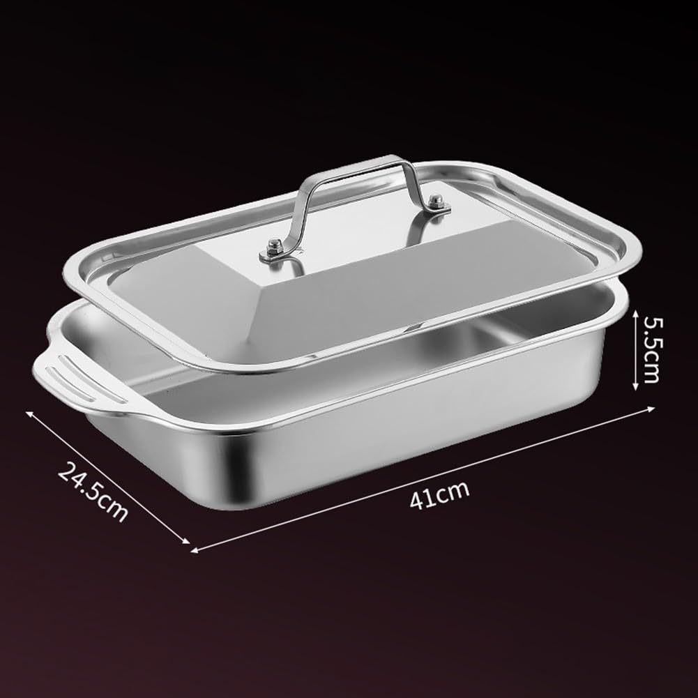 Para molde rectangular de acero inoxidable con tapa, 41 cm de profundidad (41 cm de profundidad)