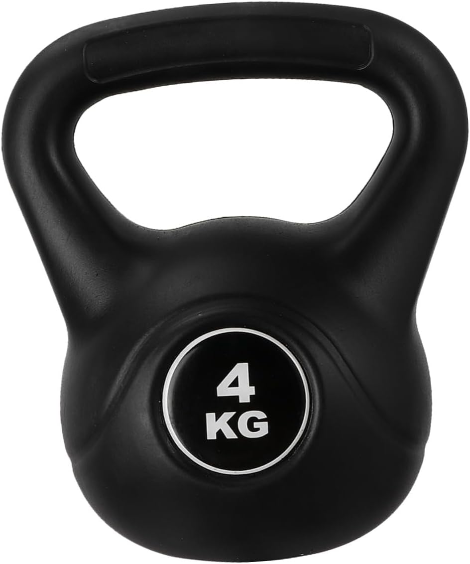 NOLITOY Black Kettlebell Weight with Non-slip PVC Handle for Home Fitness Strength Training PE Plastic Fixed Kettle-bell for Swing Squat Row Twist Workouts