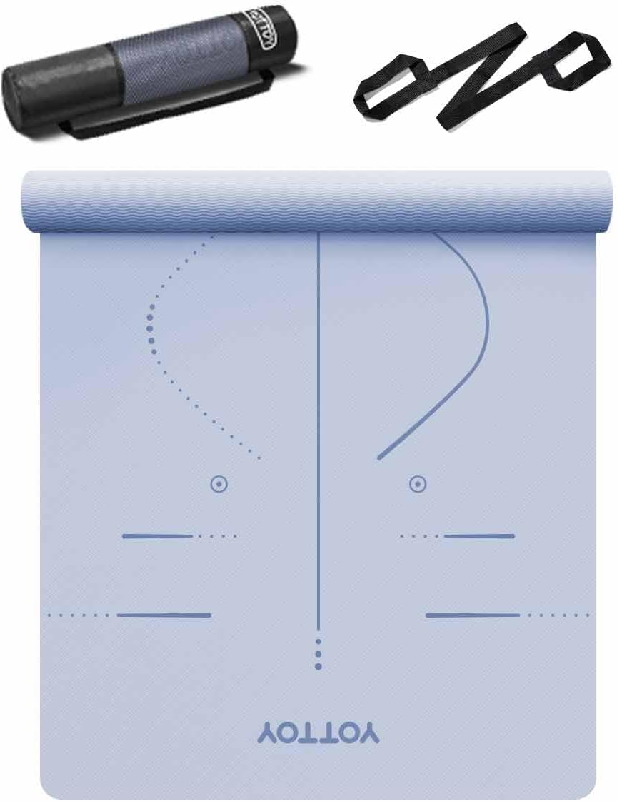 YOTTOY Yoga Mat, 72″x 32″x1/3″ Extra Wide Non-Slip Exercise Fitness Yoga Mats,Eco-Friendly TPE Exercise Mats for Women Men Home Workout with Strap Bag