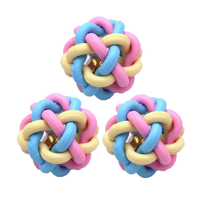 SIGANDG Juguete para Perros,Pelota para Perros,Juguete para Masticar Perros,Juguete Indestructible para Perros,Goma TPR,Limpieza de Dientes para Perros pequeños y medianosA (3 Piezas) (6,5 cm)