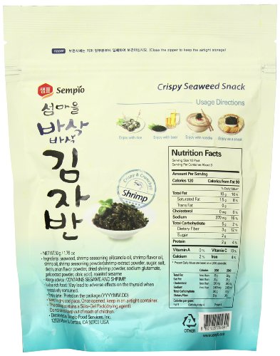 Sempio Crispy Seaweed Snack, Shrimp, 1.76 Ounce #TOP1