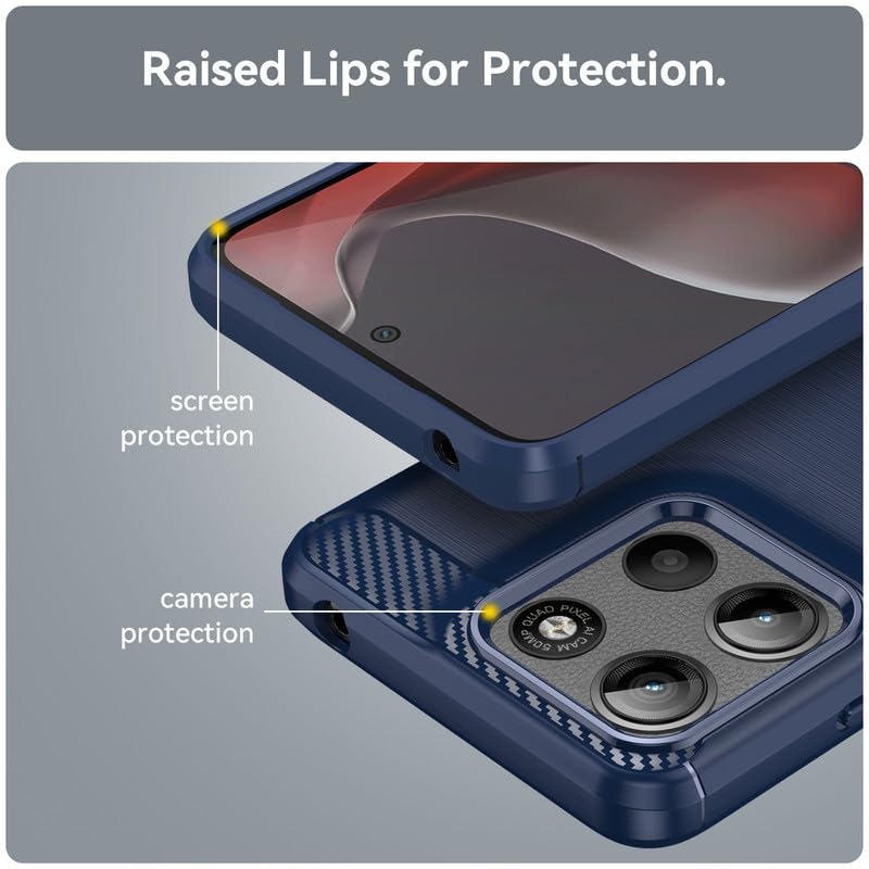 Image of Hybrid Carbon Fiber Back Case for Motorola Moto G15 (Blue)