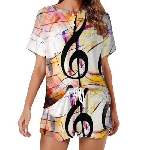 Pyjama femme manches courtes ensemble bicolore jaune noir sleepwear leger