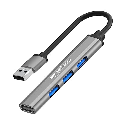 Amazon Basics 4-in-1 Hub Multiport Adapter, USB Type-C with Aluminium Shell, 1xUSB 3.0 & 3xUSB 2.0 for PC, MacBook, Mac Mini, iMac, Tablet, and Mobile Phones