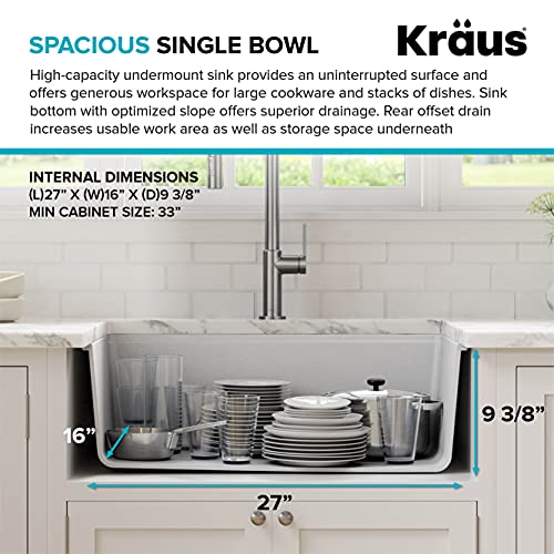 KRAUS White 30 in Undermount Granite Kitchen Sink KGUW1-30WH - image 8