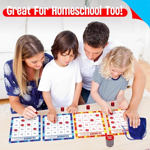 SpriteGru Zahlen-Bingo-Spiel, Zahlen 1-100 Bingo-Brettspiel Lernen & Zählen zum Lesen 2 Versionen Zahlen-Erkennungs-Spiel für Kinder 5-12, Perfekt für den Unterricht & Zuhause