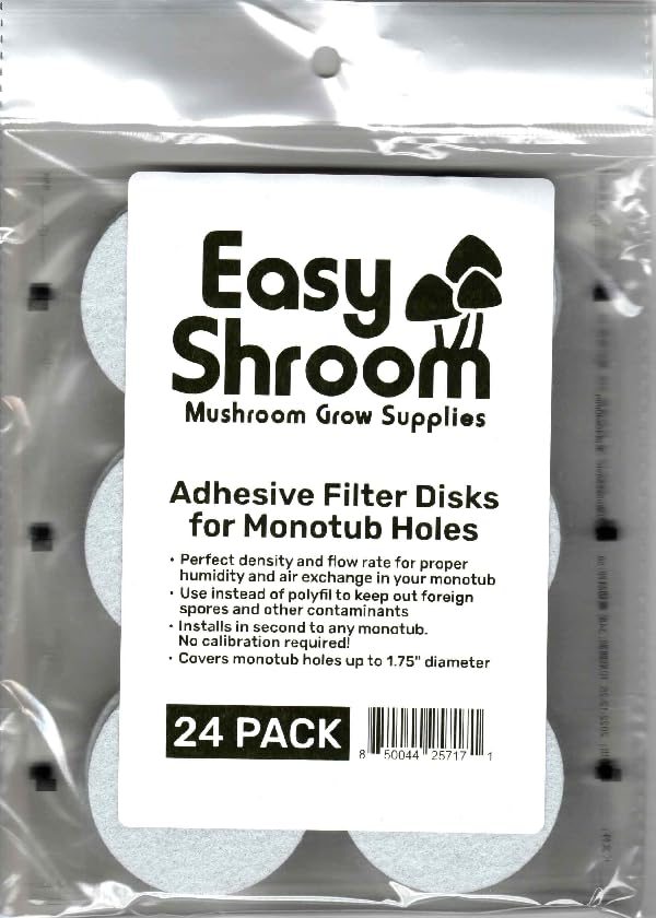 Easy Shroom 2" Adhesive Monotub Filter Disks (24 Filters) | Better Than Polyfil or Filter Tape | Mushroom Growing Supplies