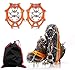 BDUCK Steigeisen für Bergschuhe,Schuhkrallen mit 19 Edelstahl Zähne Spikes,Steigeisen Grödel Eisspikes High Altitude Winter Outdoor für Klettern Bergsteigen Trekking (Orange, M)